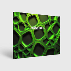Холст прямоугольный Palworld логотип на зеленой объемной абстракции, цвет: 3D-принт
