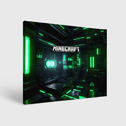 Холст прямоугольный Minecraft logo зеленый мир, цвет: 3D-принт