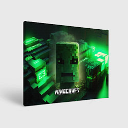 Холст прямоугольный Minecraft зеленая голова, цвет: 3D-принт