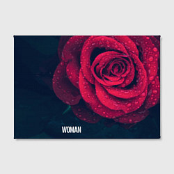 Холст прямоугольный Красная роза на чёрном - woman, цвет: 3D-принт — фото 2