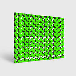 Холст прямоугольный Зелёные сердечки на белом фоне, цвет: 3D-принт