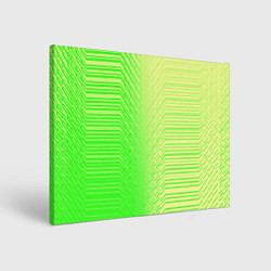 Холст прямоугольный Зелёные градиентные линии, цвет: 3D-принт