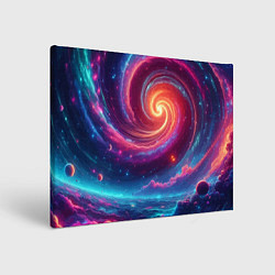 Холст прямоугольный Яркая неоновая галактика - нейросеть, цвет: 3D-принт