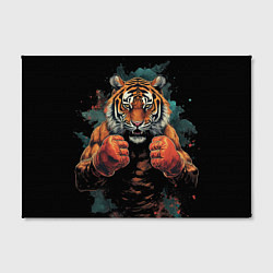 Холст прямоугольный Тигр в стойке тайский бокс, цвет: 3D-принт — фото 2
