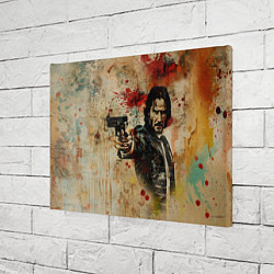 Холст прямоугольный Джон Уик с пистолетом в стиле гранж, цвет: 3D-принт — фото 2