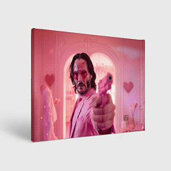 Холст прямоугольный Джон Уик в розовых очках сердечках, цвет: 3D-принт