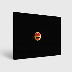 Холст прямоугольный Объемный влюблённый смайл улыбка с языком черном, цвет: 3D-принт