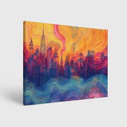 Холст прямоугольный Абстрактный город в волнах красок, цвет: 3D-принт