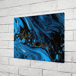 Холст прямоугольный Черные и синие сияющие волны, цвет: 3D-принт — фото 2