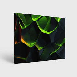 Холст прямоугольный Green neon abstract geometry, цвет: 3D-принт