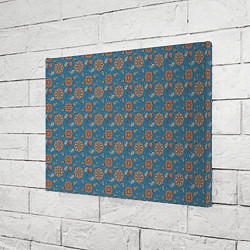 Холст прямоугольный Цветочный узор в стиле бохо на синем, цвет: 3D-принт — фото 2