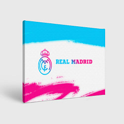 Холст прямоугольный Real Madrid neon gradient style по-горизонтали, цвет: 3D-принт