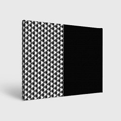 Холст прямоугольный Белые треугольники на чёрном фоне, цвет: 3D-принт