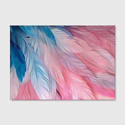 Холст прямоугольный Пастельно-голубые и розовые перья, цвет: 3D-принт — фото 2