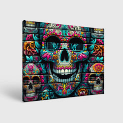 Холст прямоугольный Cool skull - graffiti ai art, цвет: 3D-принт