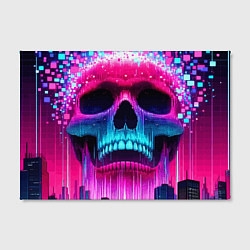 Холст прямоугольный Pixel skull blast brain - cyber city ai art, цвет: 3D-принт — фото 2