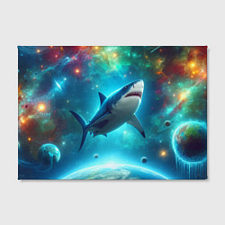 Холст прямоугольный Большая белая акула в космическом пространстве, цвет: 3D-принт — фото 2