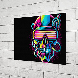 Холст прямоугольный Cyber skull - ai art neon, цвет: 3D-принт — фото 2