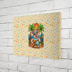 Холст прямоугольный Свинья с гитарой жаркое лето, цвет: 3D-принт — фото 2