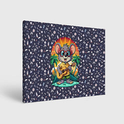 Холст прямоугольный Грызун играет на гитаре жарким летом, цвет: 3D-принт