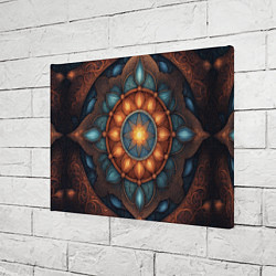 Холст прямоугольный Симметричный орнамент - мандала узор со светящейся, цвет: 3D-принт — фото 2