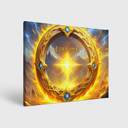 Холст прямоугольный Elden Ring лого и волшебное золотое кольцо, цвет: 3D-принт