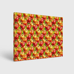 Холст прямоугольный Вкусные яблоки паттерн, цвет: 3D-принт