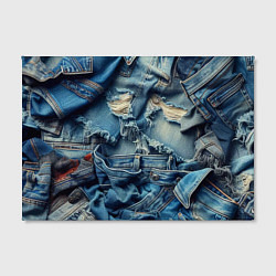 Холст прямоугольный Denim rags - fashion trend, цвет: 3D-принт — фото 2