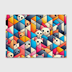 Холст прямоугольный Geometric pattern with kittens - ai art, цвет: 3D-принт — фото 2