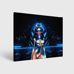 Холст прямоугольный Космическая девушка в блестящем костюме с ушками, цвет: 3D-принт
