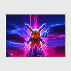 Холст прямоугольный Neon horror - cyber Pikachu, цвет: 3D-принт — фото 2