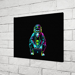 Холст прямоугольный Неоновая обезьяна хакер в хип хоп стиле, цвет: 3D-принт — фото 2