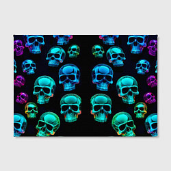 Холст прямоугольный Neon skulls - ai art pattern, цвет: 3D-принт — фото 2