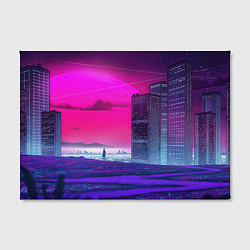 Холст прямоугольный Synthwave неоновый город, цвет: 3D-принт — фото 2