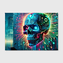 Холст прямоугольный Cool cyber skull - neon glow, цвет: 3D-принт — фото 2