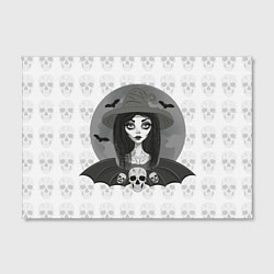 Холст прямоугольный Ведьма, череп, Хэллоуин, цвет: 3D-принт — фото 2