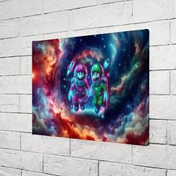 Холст прямоугольный Марио и Луиджи в открытом космосе - неоновое свече, цвет: 3D-принт — фото 2