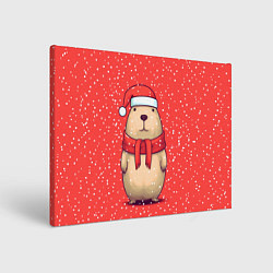 Холст прямоугольный Милая рождественская капибапра, цвет: 3D-принт