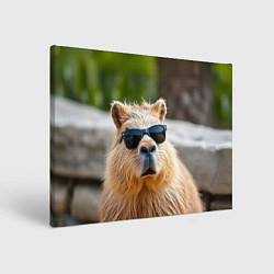 Холст прямоугольный Модная капибара в темных очках, цвет: 3D-принт