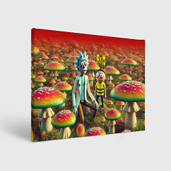 Холст прямоугольный Рик и Морти заблудились в мухоморном поле, цвет: 3D-принт