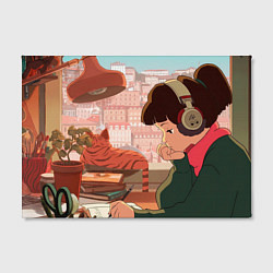 Холст прямоугольный Lofi music girl day, цвет: 3D-принт — фото 2