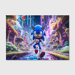 Холст прямоугольный Sonic в неоновом городе, цвет: 3D-принт — фото 2
