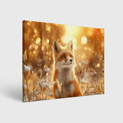 Холст прямоугольный Рыжая лисица в лесу, цвет: 3D-принт