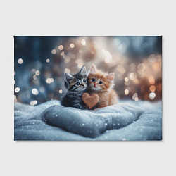 Холст прямоугольный Влюбленные котята с сердечком, цвет: 3D-принт — фото 2