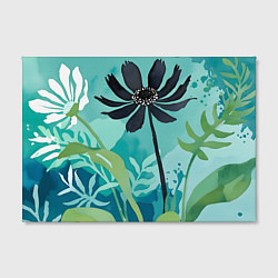 Холст прямоугольный Цветы на бирюзовом фоне, цвет: 3D-принт — фото 2