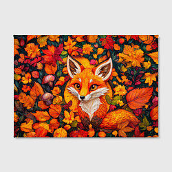 Холст прямоугольный Лисенок в осенних листьях, цвет: 3D-принт — фото 2