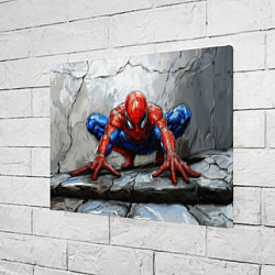 Холст прямоугольный Человек-паук палзет на стене, цвет: 3D-принт — фото 2