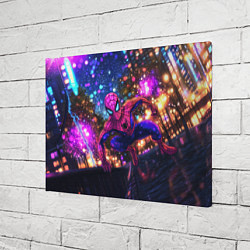 Холст прямоугольный Человек-паук и фиолетовый свет, цвет: 3D-принт — фото 2