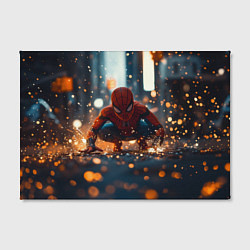 Холст прямоугольный Человек паук и золотая пыльца, цвет: 3D-принт — фото 2