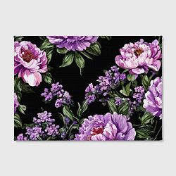 Холст прямоугольный Пионы и лаванда винтажный узор, цвет: 3D-принт — фото 2